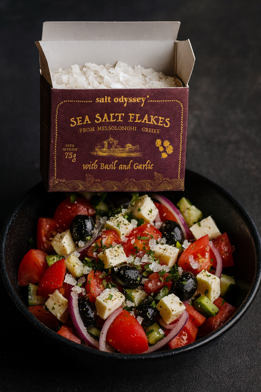 Salt Odyssey  Sea Salt Flakes with Basil & Garlic 75g