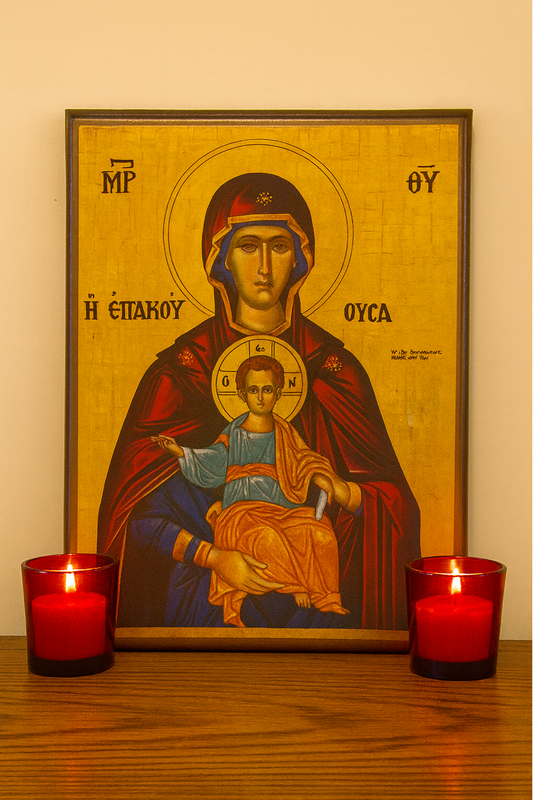 Orthodox Christian Icon: Virgin Mary “Mother of God” with Christ 20x26