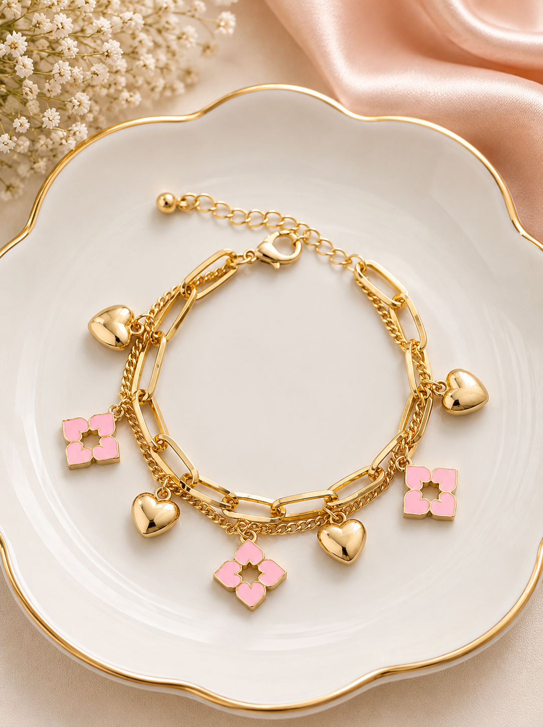 Gold Charm Chain Bracelet ( code 19-147)