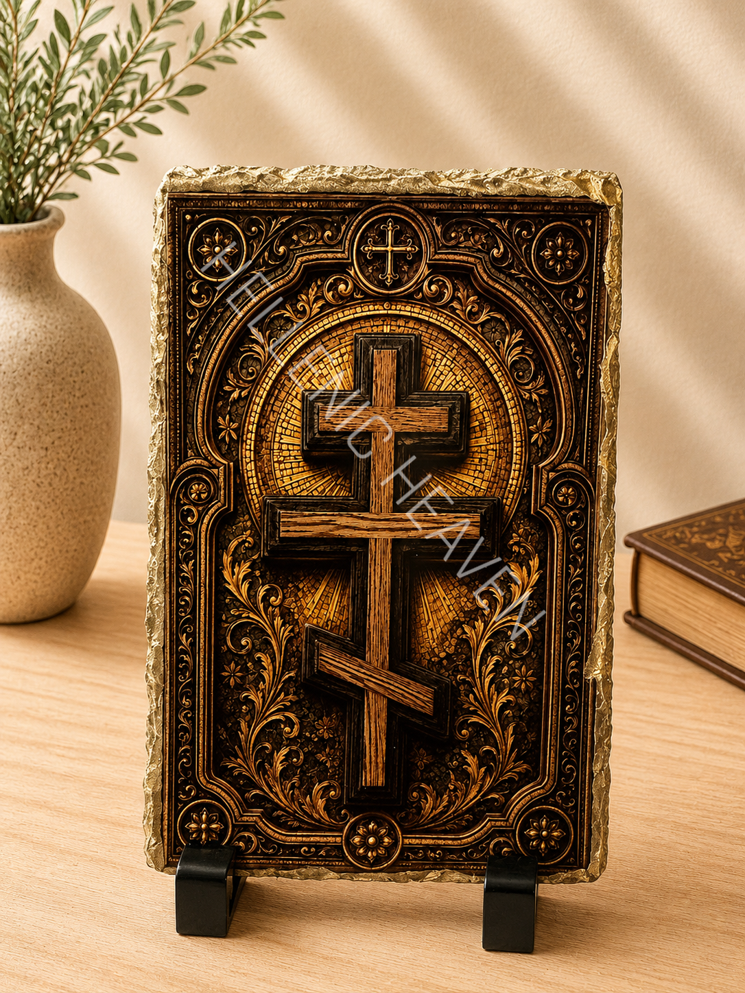 Orthodox Three-Bar Cross Decorative Slate Icon Code (CS1)