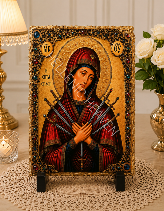 Panagia of the Seven Sorrows Orthodox Icon ( CODE (O4)