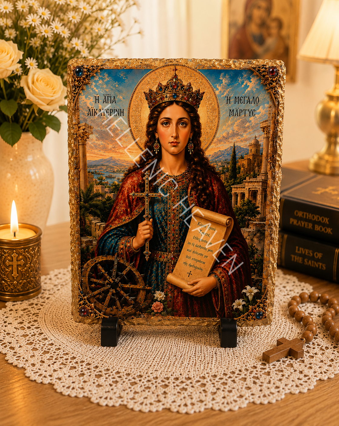 Saint Catherine Orthodox Icon CODE (O22)