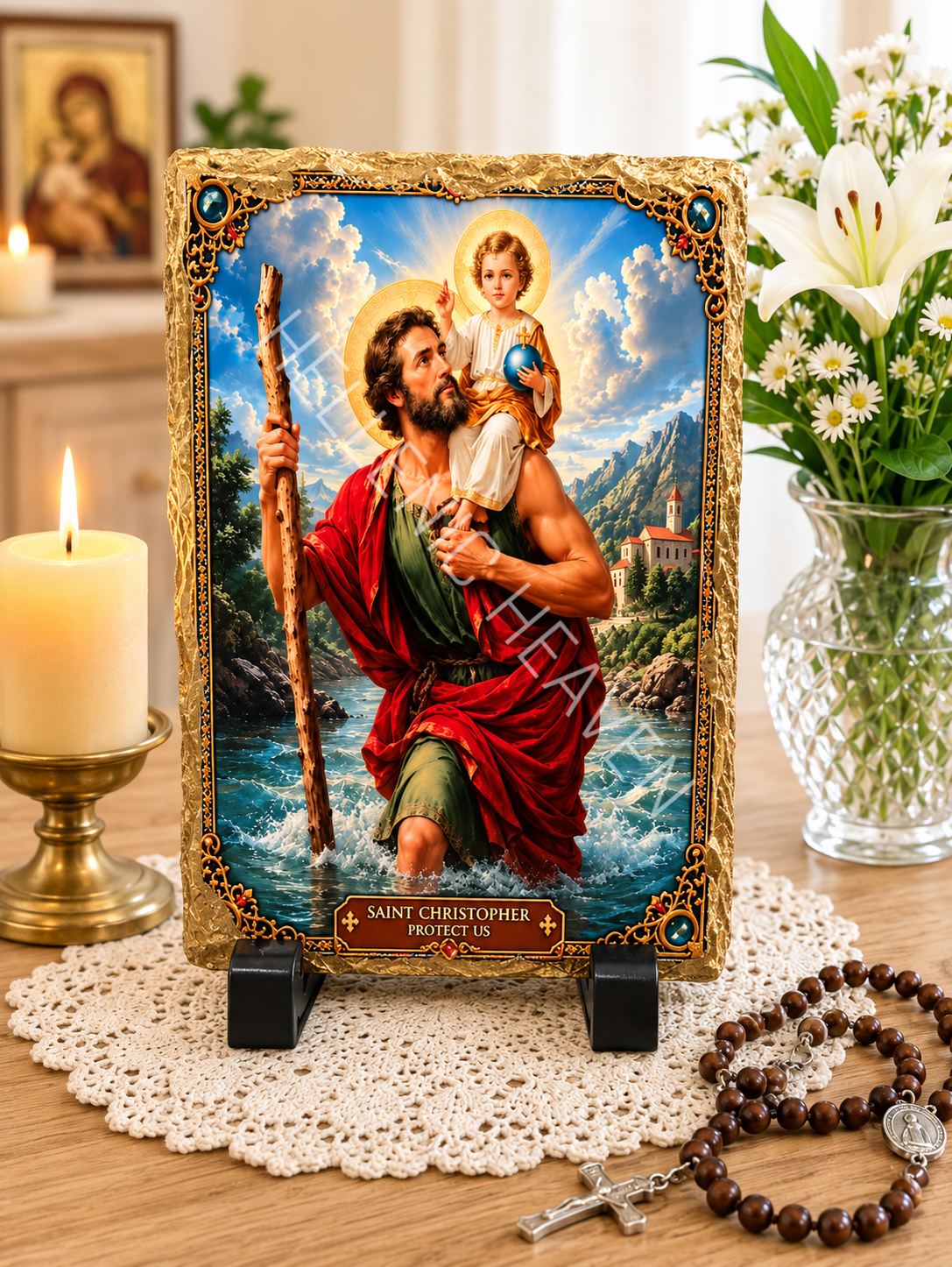 Saint Christopher Natural Slate Plaque  CRI (7)